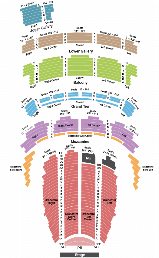 Orpheum Theatre SIX Seating Chart